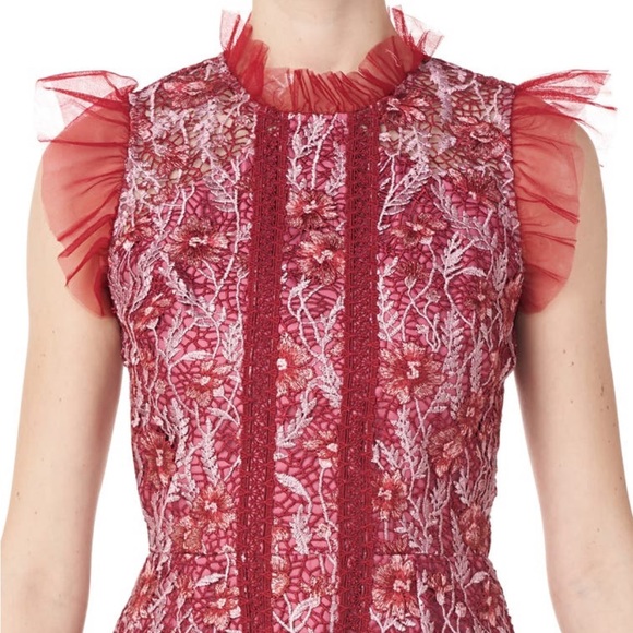 Monique Lhuillier Embroidered Mesh Cocktail Dress - Picture 4 of 15